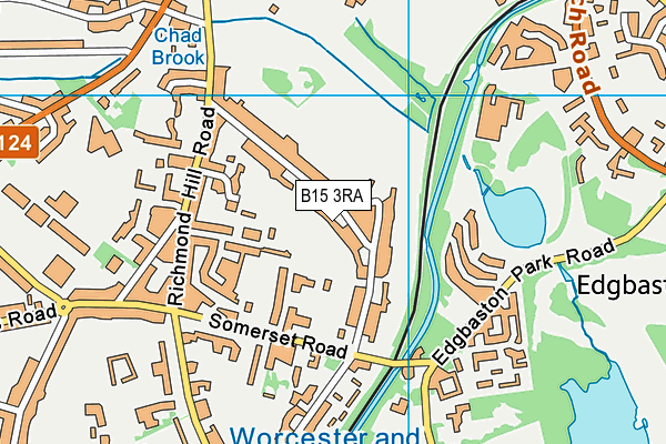 B15 3RA map - OS VectorMap District (Ordnance Survey)