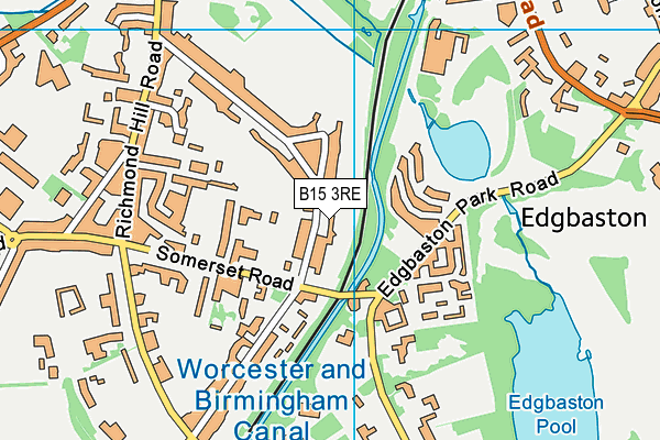 B15 3RE map - OS VectorMap District (Ordnance Survey)