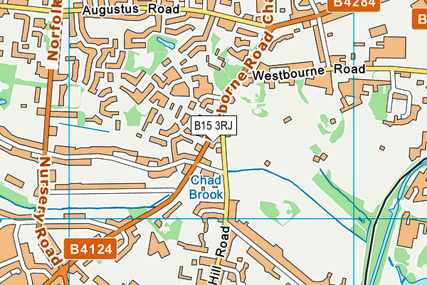 B15 3RJ map - OS VectorMap District (Ordnance Survey)