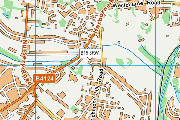 B15 3RW map - OS VectorMap District (Ordnance Survey)