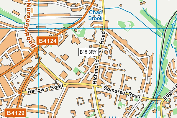 B15 3RY map - OS VectorMap District (Ordnance Survey)