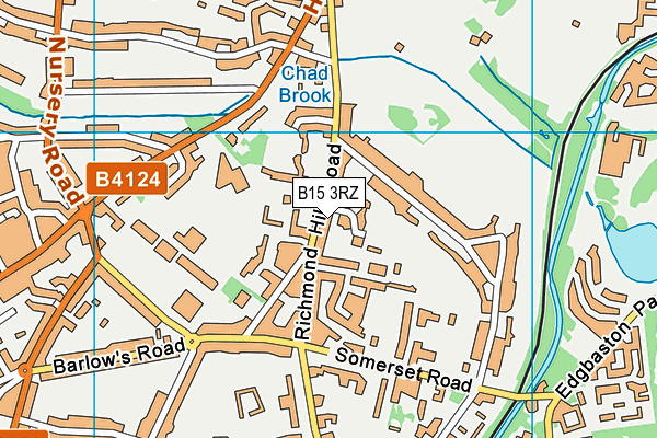 B15 3RZ map - OS VectorMap District (Ordnance Survey)