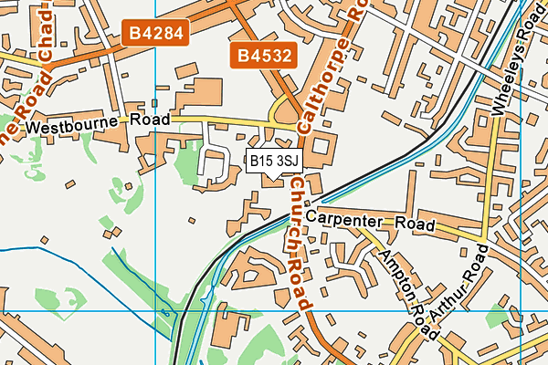 B15 3SJ map - OS VectorMap District (Ordnance Survey)