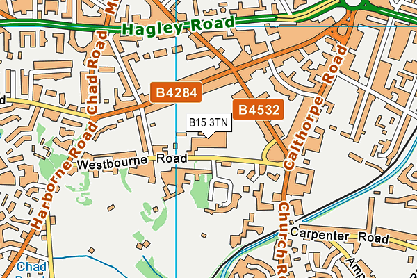 B15 3TN map - OS VectorMap District (Ordnance Survey)