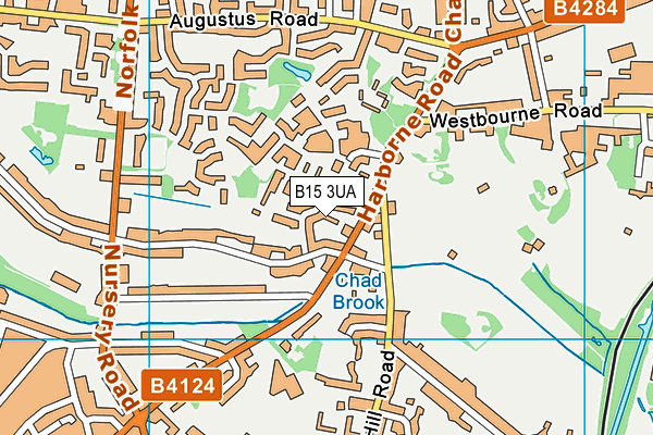 B15 3UA map - OS VectorMap District (Ordnance Survey)
