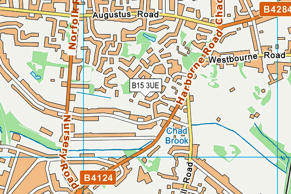 B15 3UE map - OS VectorMap District (Ordnance Survey)