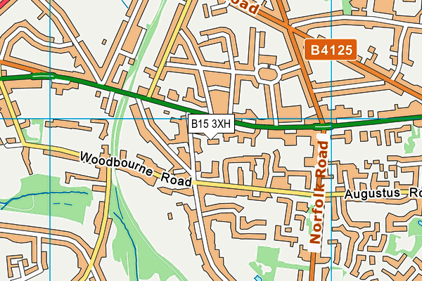 B15 3XH map - OS VectorMap District (Ordnance Survey)