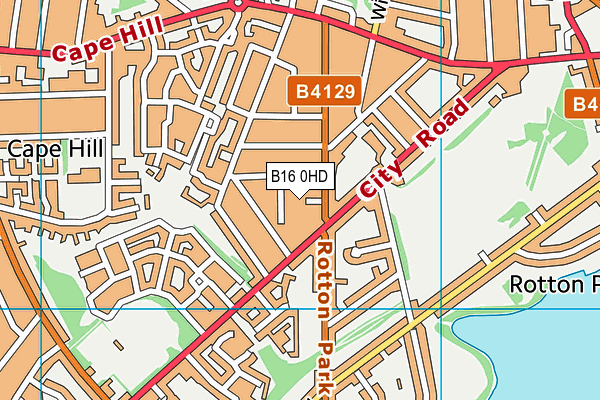 B16 0HD map - OS VectorMap District (Ordnance Survey)