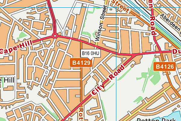 B16 0HU map - OS VectorMap District (Ordnance Survey)