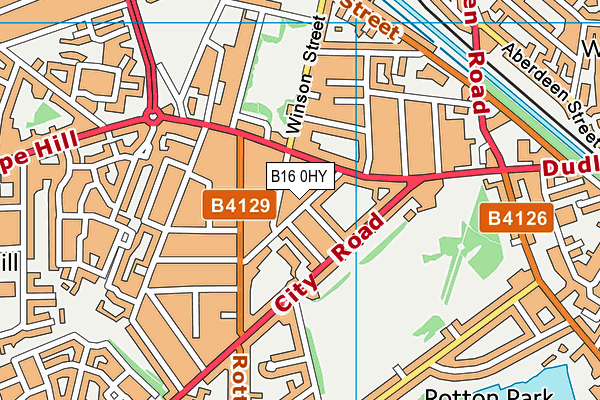 B16 0HY map - OS VectorMap District (Ordnance Survey)