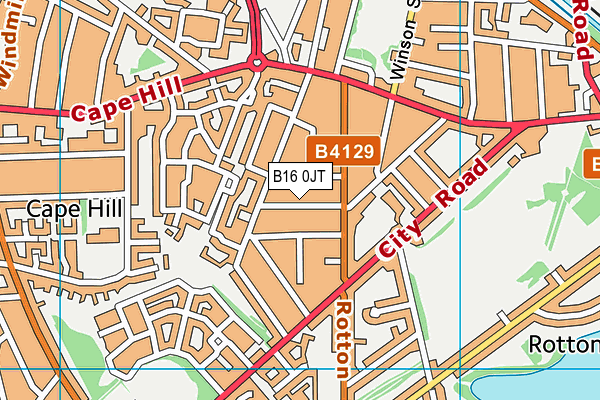 B16 0JT map - OS VectorMap District (Ordnance Survey)