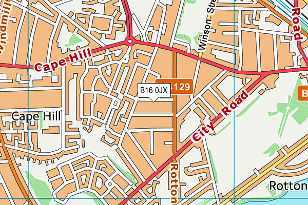 B16 0JX map - OS VectorMap District (Ordnance Survey)