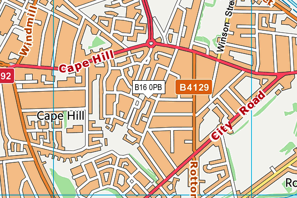 B16 0PB map - OS VectorMap District (Ordnance Survey)