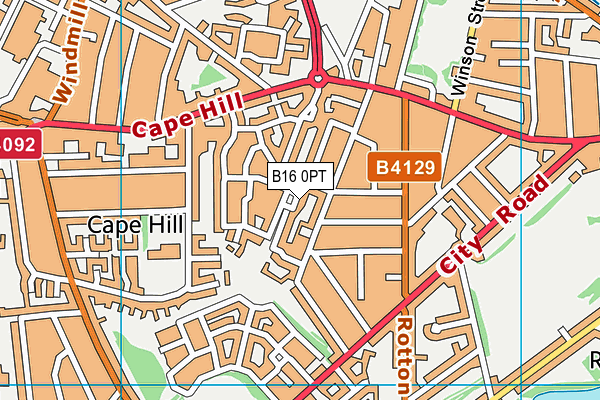 B16 0PT map - OS VectorMap District (Ordnance Survey)