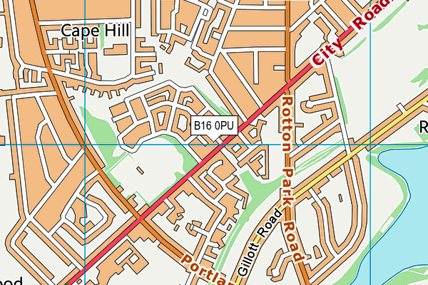 B16 0PU map - OS VectorMap District (Ordnance Survey)