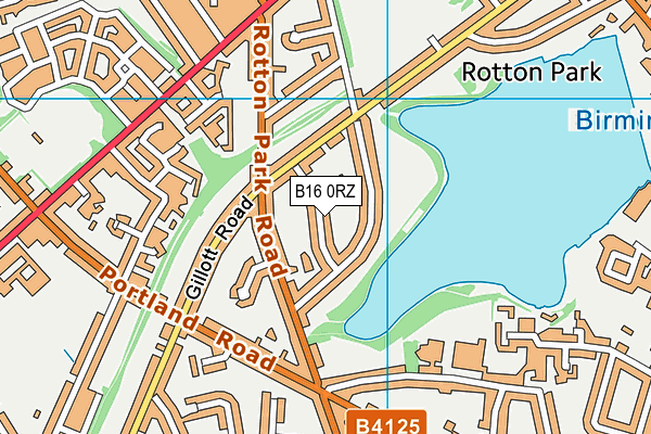 B16 0RZ map - OS VectorMap District (Ordnance Survey)