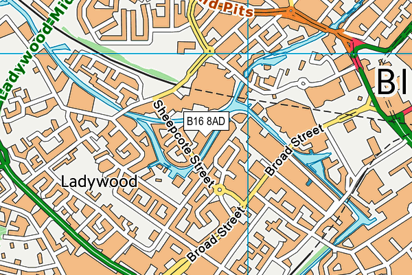 B16 8AD map - OS VectorMap District (Ordnance Survey)