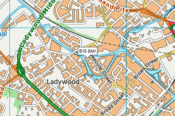 B16 8AH map - OS VectorMap District (Ordnance Survey)