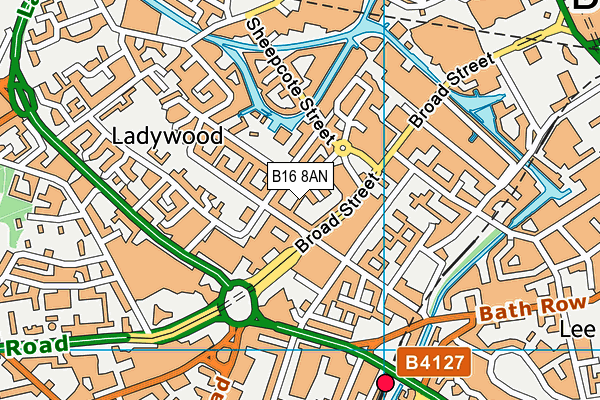 B16 8AN map - OS VectorMap District (Ordnance Survey)