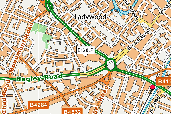 Nuffield Health (Birmingham Central) map (B16 8LP) - OS VectorMap District (Ordnance Survey)