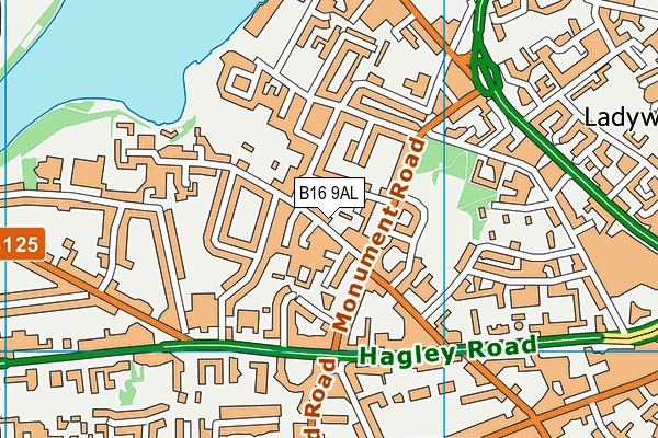 B16 9AL map - OS VectorMap District (Ordnance Survey)