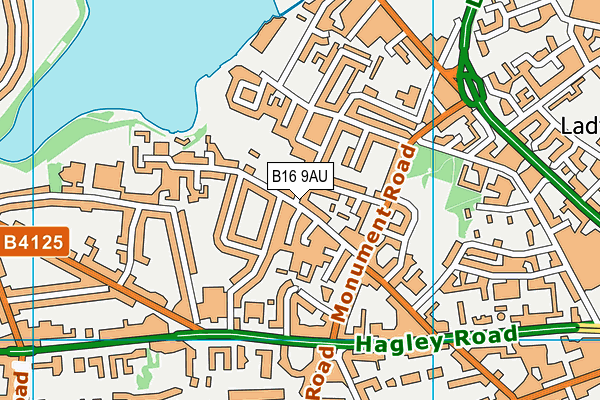 B16 9AU map - OS VectorMap District (Ordnance Survey)