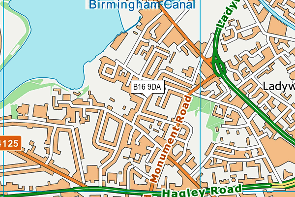 B16 9DA map - OS VectorMap District (Ordnance Survey)