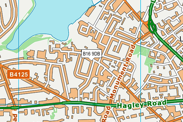 B16 9DB map - OS VectorMap District (Ordnance Survey)