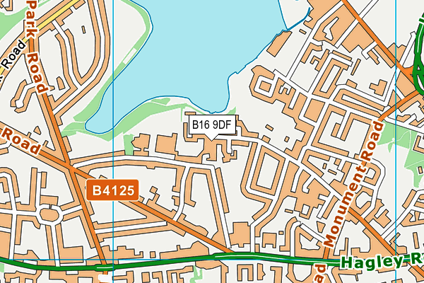 B16 9DF map - OS VectorMap District (Ordnance Survey)