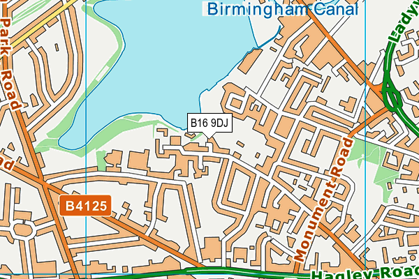 B16 9DJ map - OS VectorMap District (Ordnance Survey)