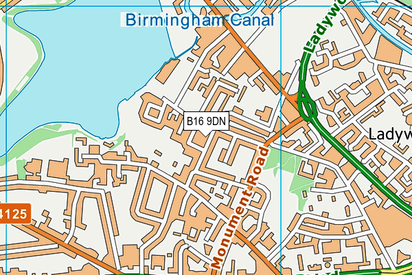 B16 9DN map - OS VectorMap District (Ordnance Survey)