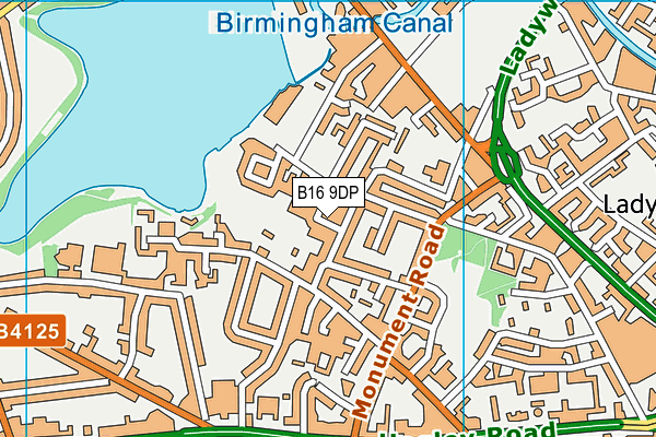 B16 9DP map - OS VectorMap District (Ordnance Survey)