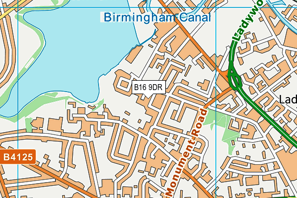 B16 9DR map - OS VectorMap District (Ordnance Survey)