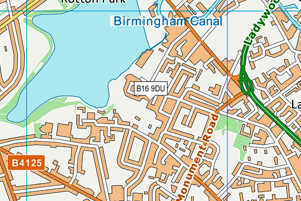 B16 9DU map - OS VectorMap District (Ordnance Survey)
