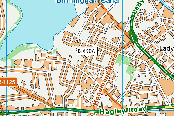 B16 9DW map - OS VectorMap District (Ordnance Survey)