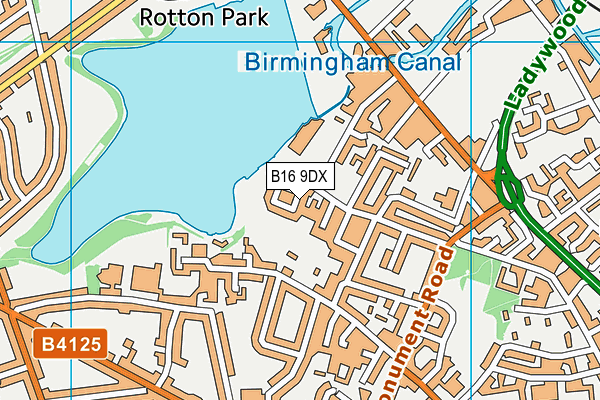 B16 9DX map - OS VectorMap District (Ordnance Survey)