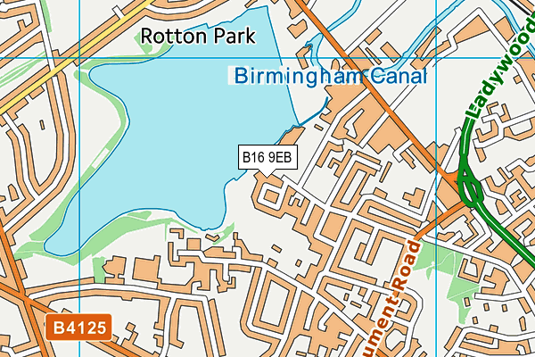 B16 9EB map - OS VectorMap District (Ordnance Survey)