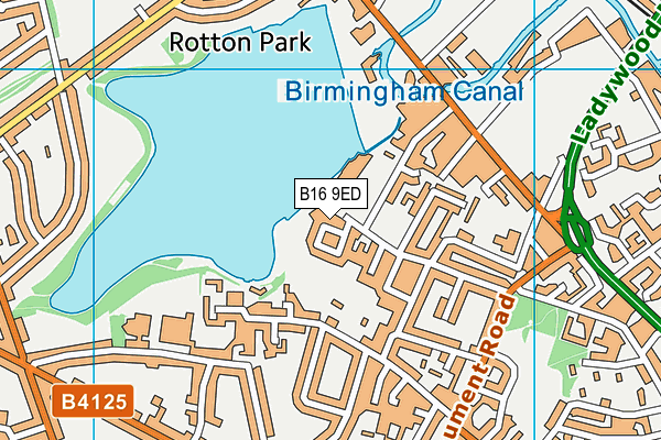 B16 9ED map - OS VectorMap District (Ordnance Survey)