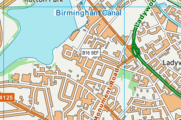 B16 9EF map - OS VectorMap District (Ordnance Survey)