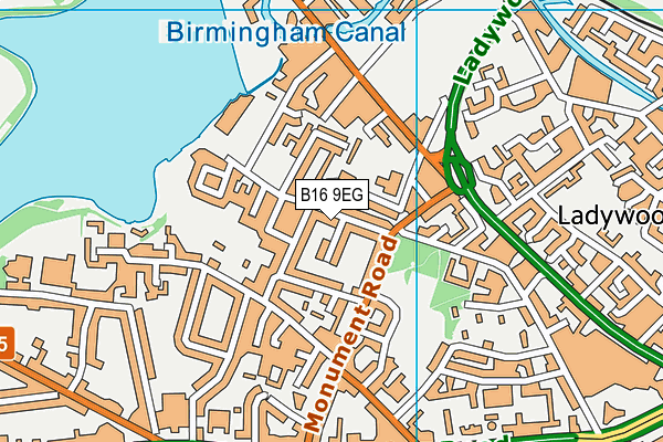 B16 9EG map - OS VectorMap District (Ordnance Survey)