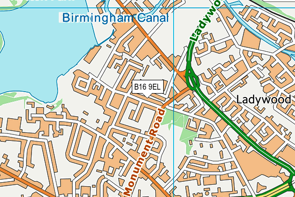 B16 9EL map - OS VectorMap District (Ordnance Survey)