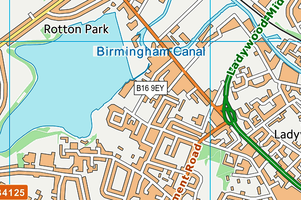 B16 9EY map - OS VectorMap District (Ordnance Survey)