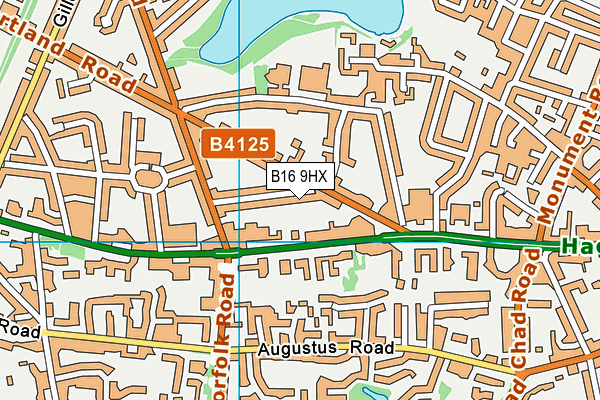 B16 9HX map - OS VectorMap District (Ordnance Survey)