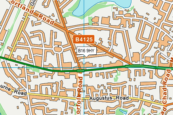 B16 9HY map - OS VectorMap District (Ordnance Survey)