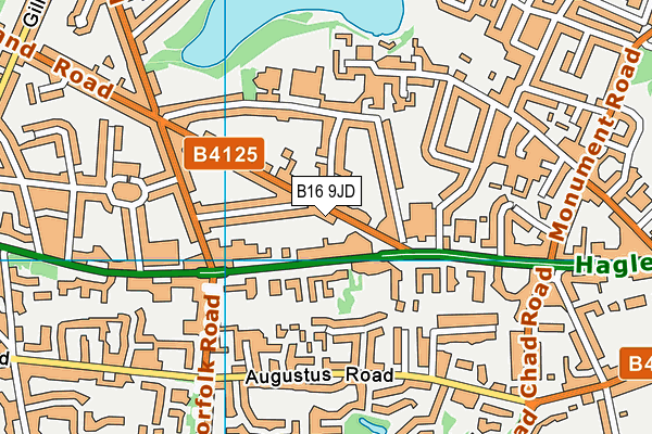B16 9JD map - OS VectorMap District (Ordnance Survey)