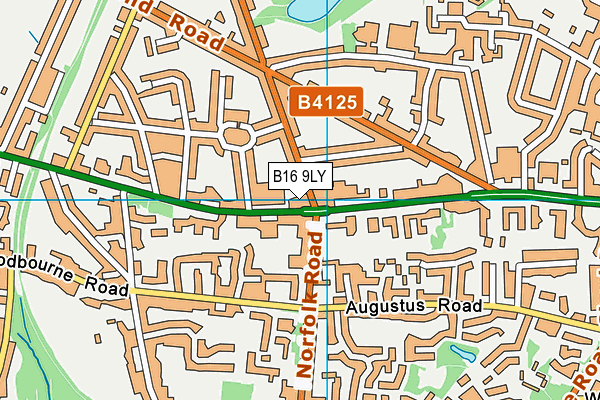 B16 9LY map - OS VectorMap District (Ordnance Survey)