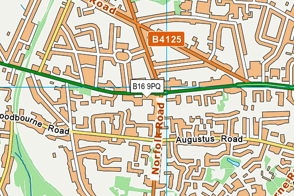 B16 9PQ map - OS VectorMap District (Ordnance Survey)