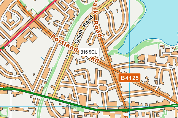 B16 9QU map - OS VectorMap District (Ordnance Survey)