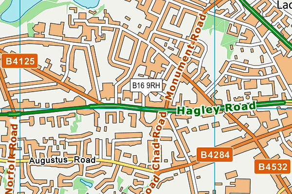 B16 9RH map - OS VectorMap District (Ordnance Survey)