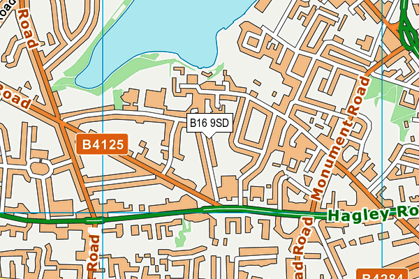 B16 9SD map - OS VectorMap District (Ordnance Survey)